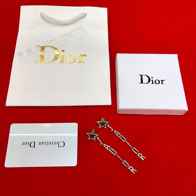 Dior飾品 迪奧最新款 古銅系列滿鑽星星字母耳吊  zgbq1180